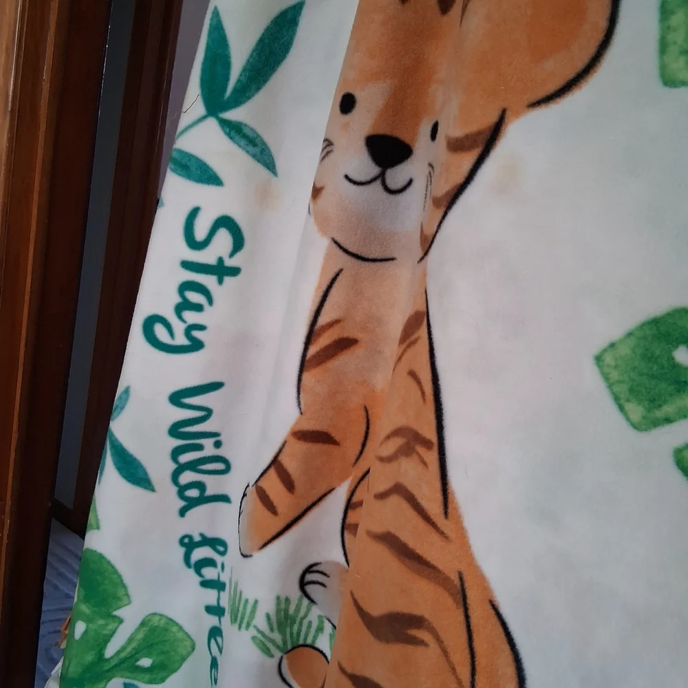 Handmade With Love Tiger Baby Blanket with Green Accents